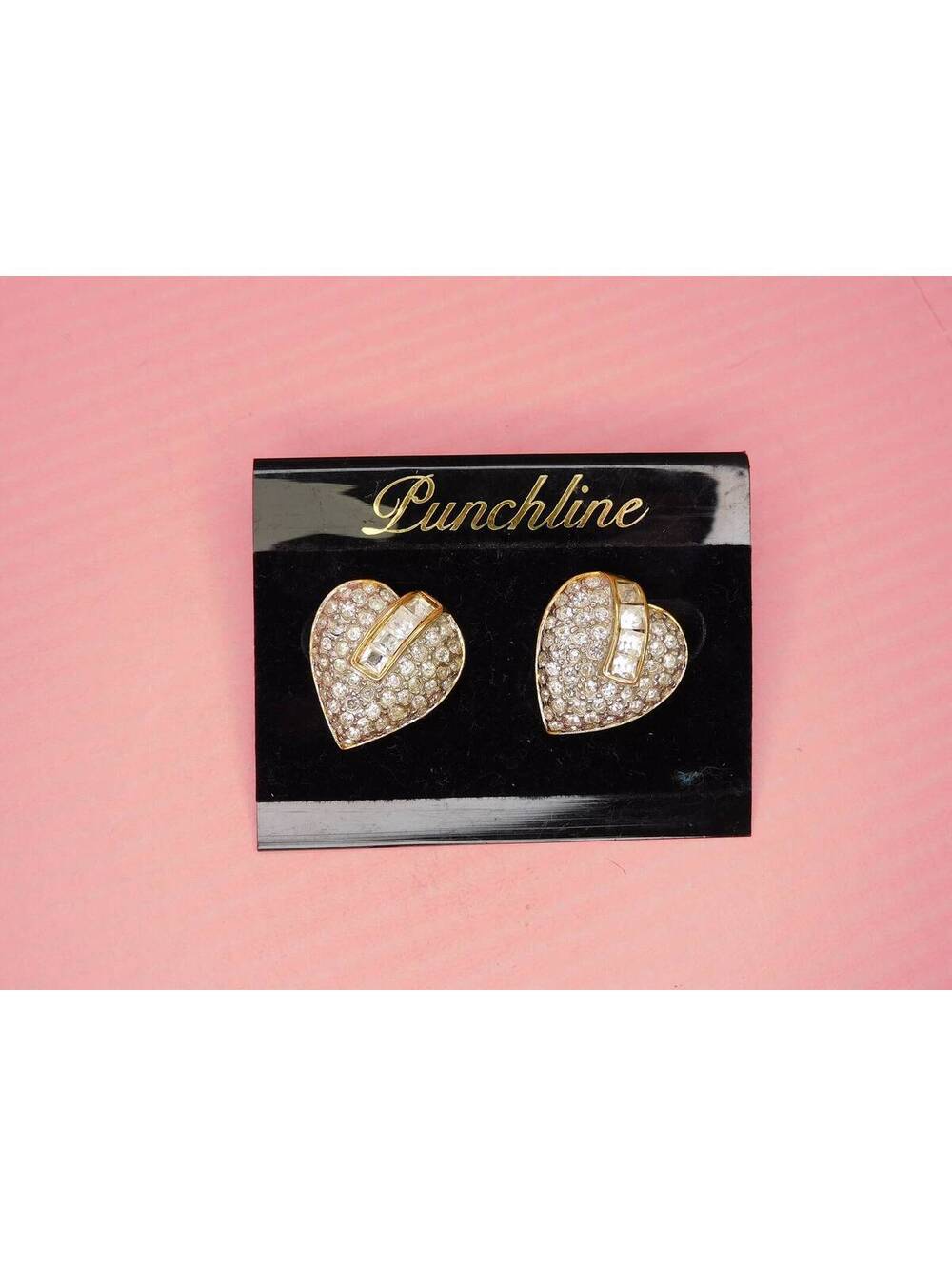 Vintage Piscatelli 1950's Heart Rhinestone Set in Gold tone Metal
